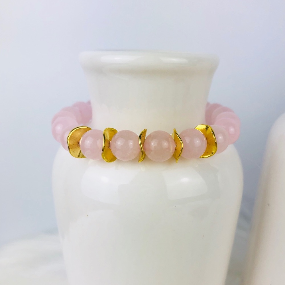 GEMSTONE | Rose Quartz Pink Beaded Bracelet